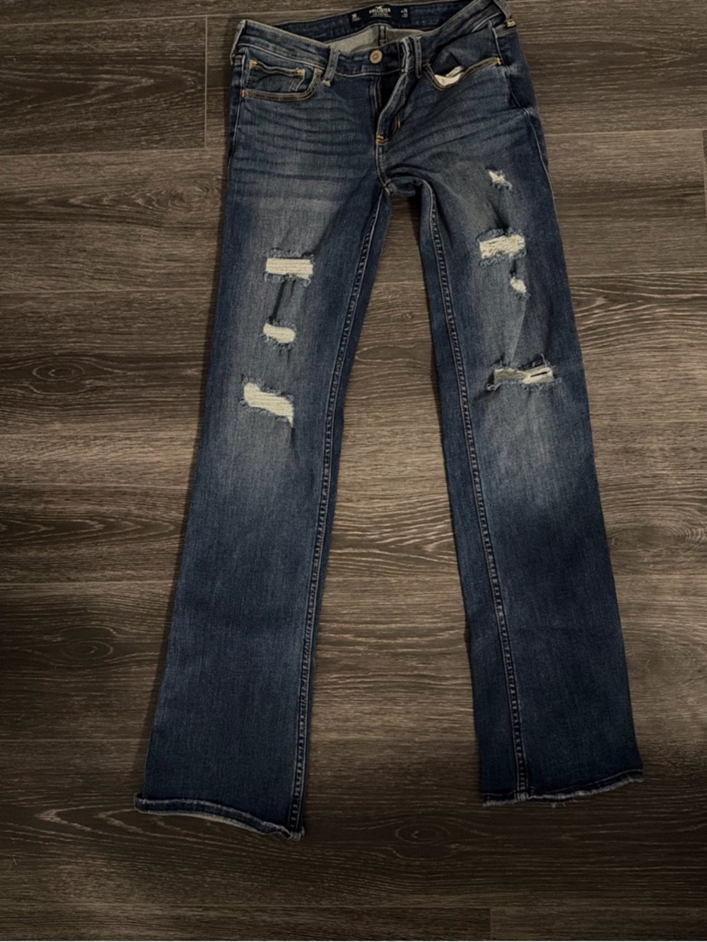 Hollister Distressed Dark Blue Flare Jeans
